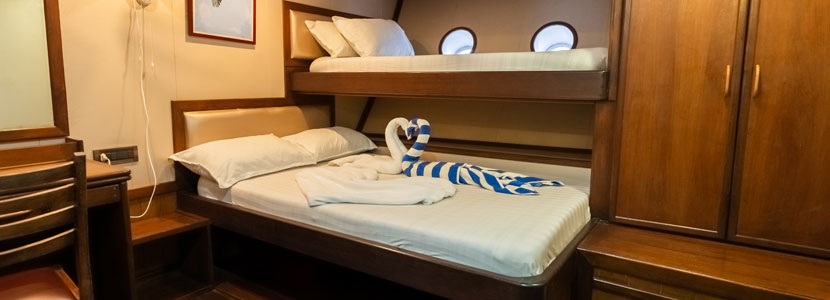 En-suite cabins with double size bunk beds